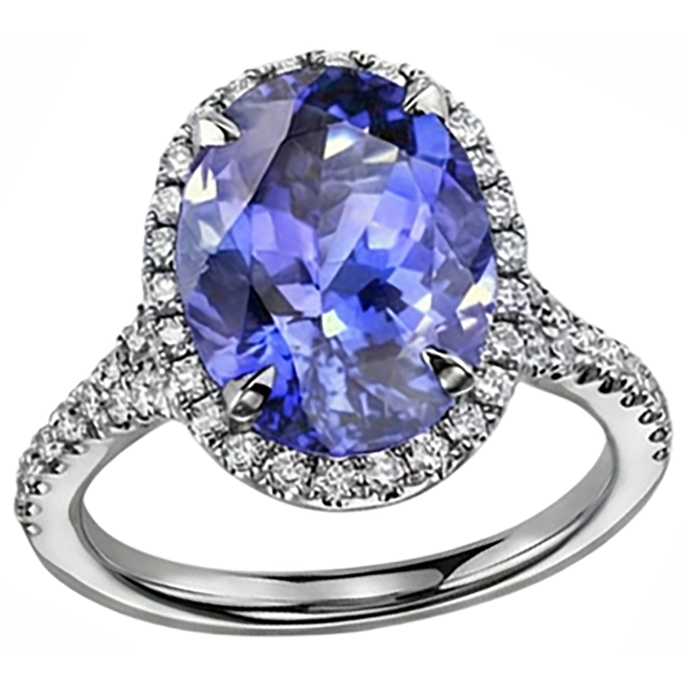 echter oval tansanit 6.50Karat ring Seitenansicht
