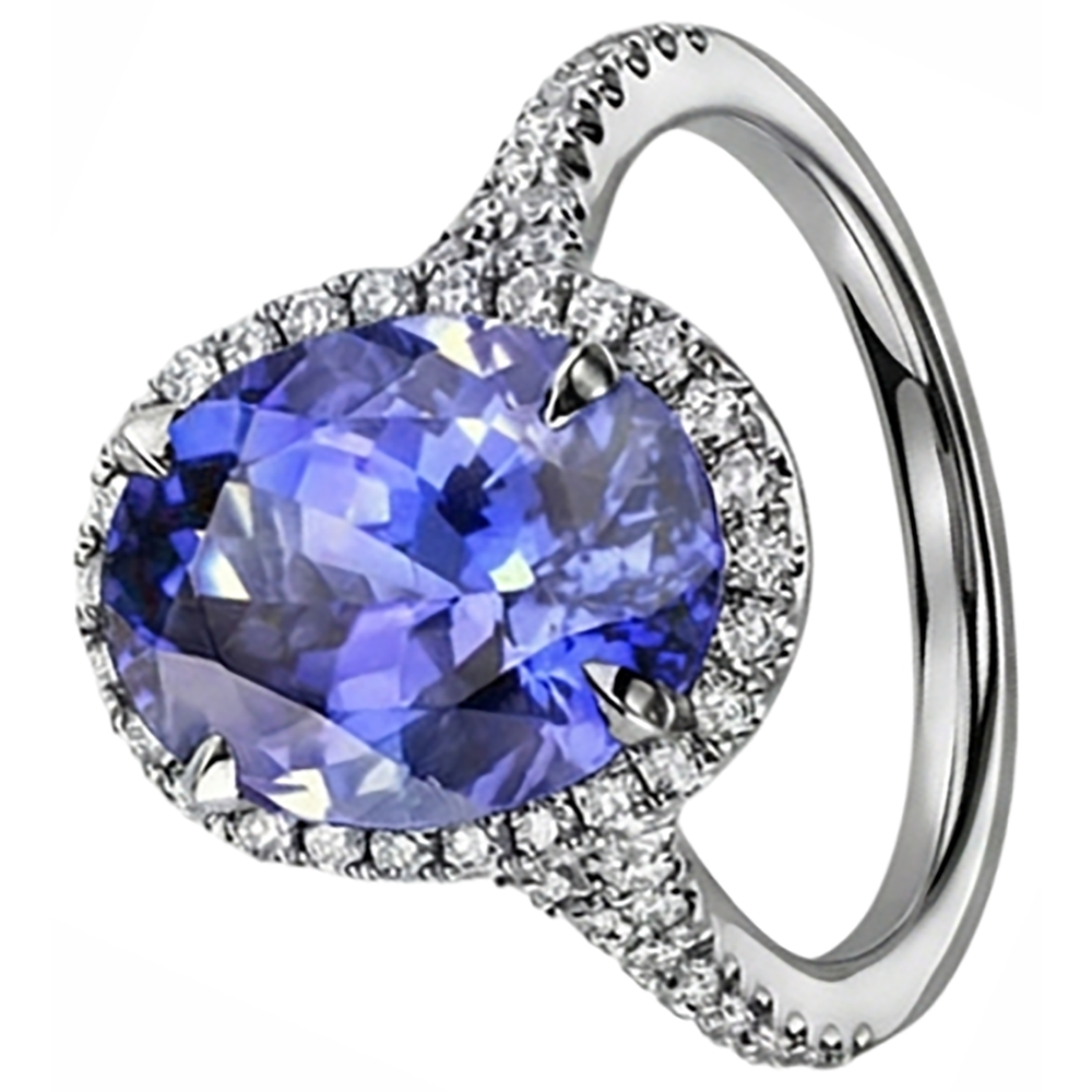 echter oval tansanit 6.50Karat ring Profilansicht