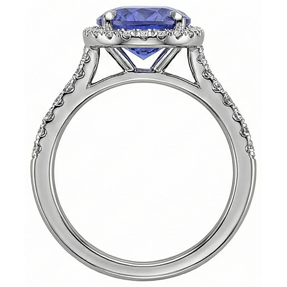 echter oval tansanit 6.50Karat ring mit Diamantbesatz