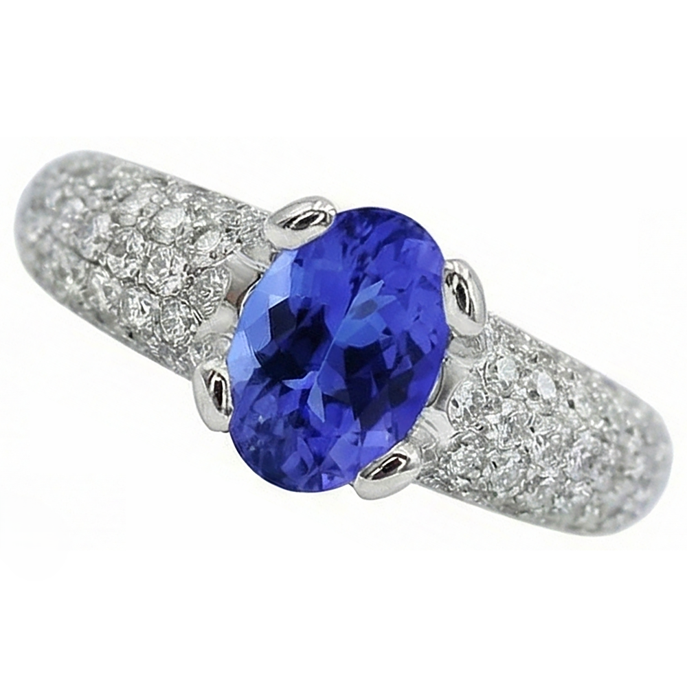 Blauer Tansanit-Edelstein-Diamant-Ring 2,5 Kt. Gold 14K
