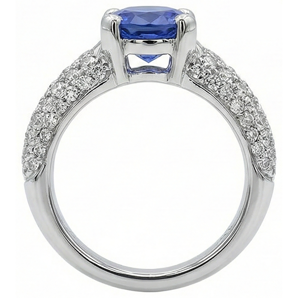 Blauer Tansanit-Edelstein-Diamant-Ring 2,5 Kt. Gold 14K