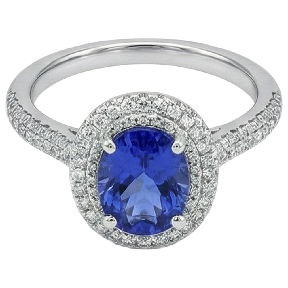 echter oval tansanit 10.75Karat ring Draufsicht