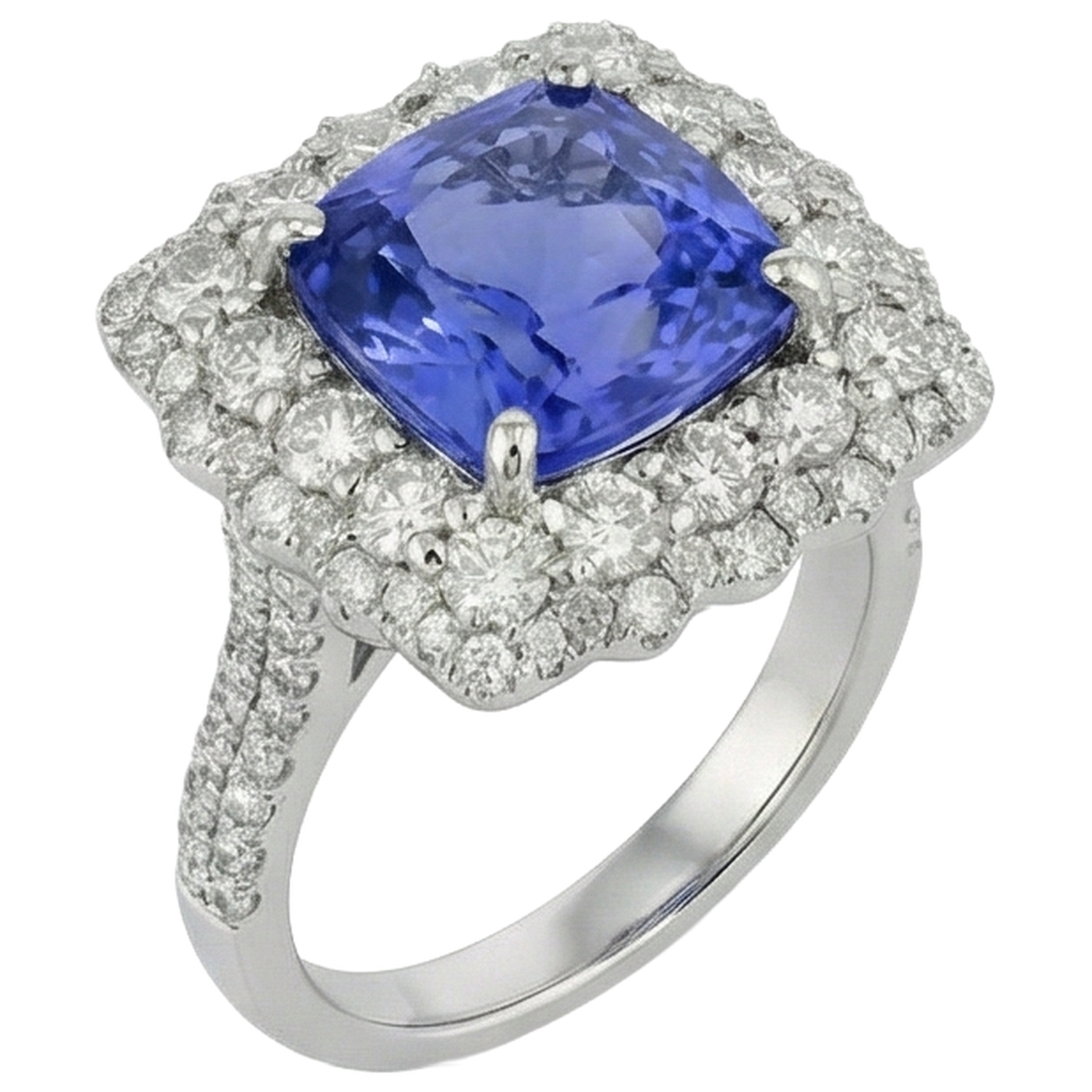 echter round tansanit 9.75Karat ring Draufsicht