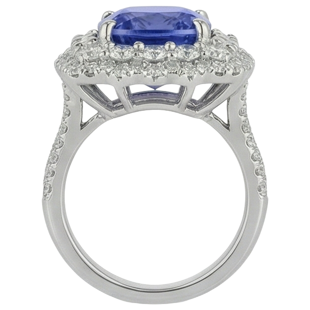 echter round tansanit 9.75Karat ring Profilansicht