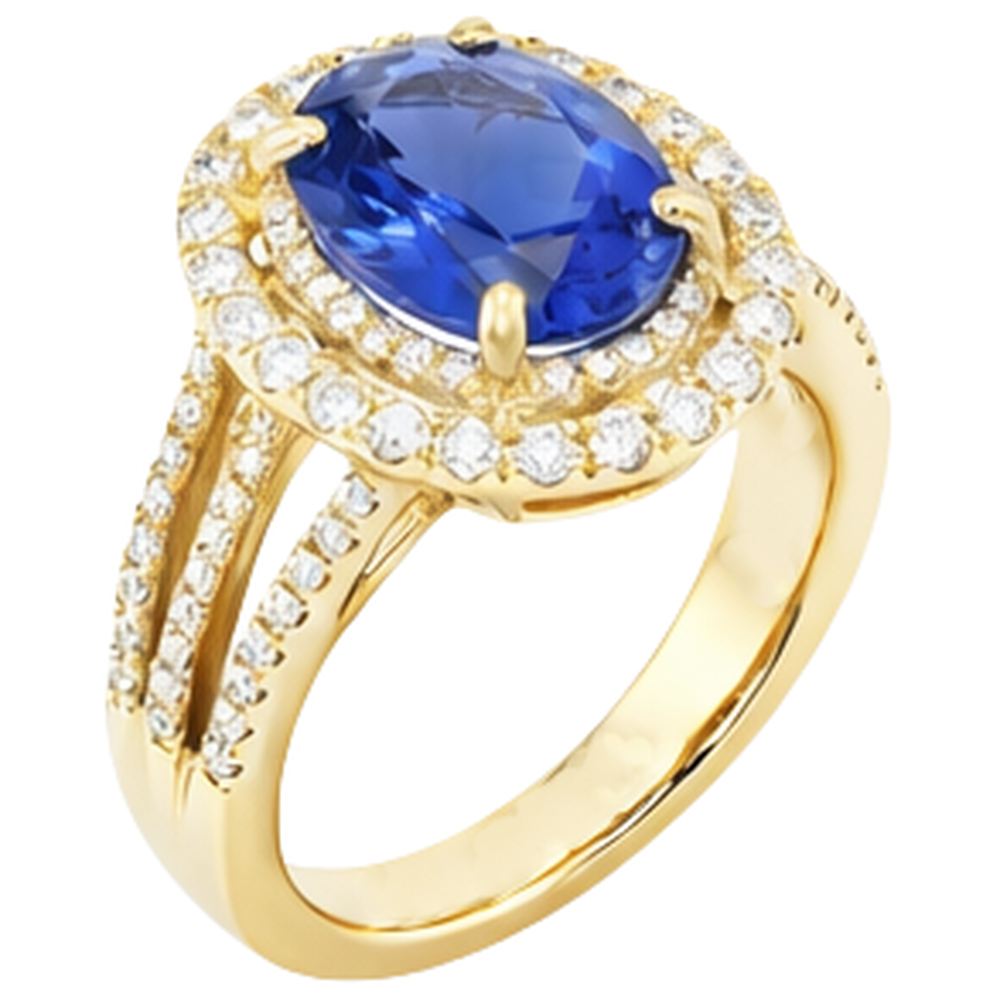 echter oval tansanit 6Karat ring Draufsicht