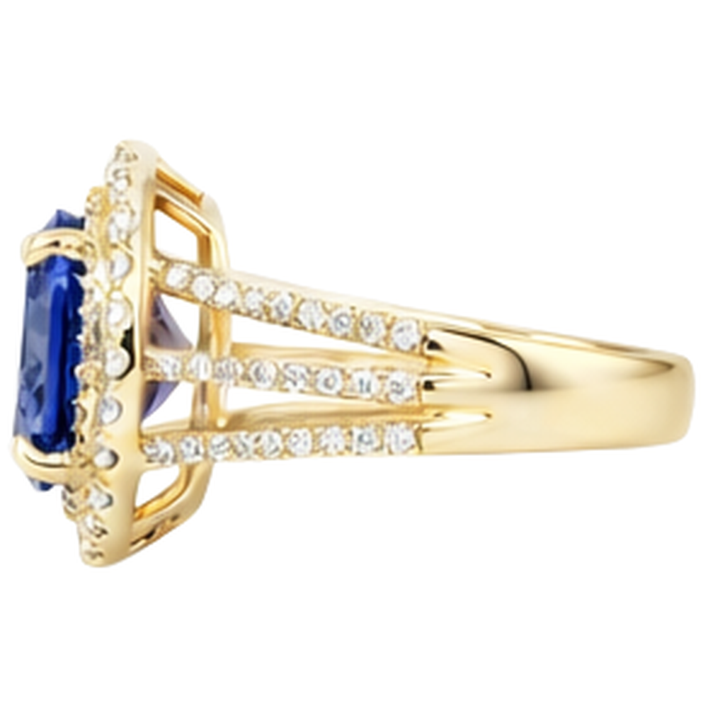 echter oval tansanit 6Karat ring Profilansicht