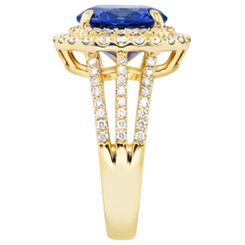 echter oval tansanit 6Karat ring auf Weiß