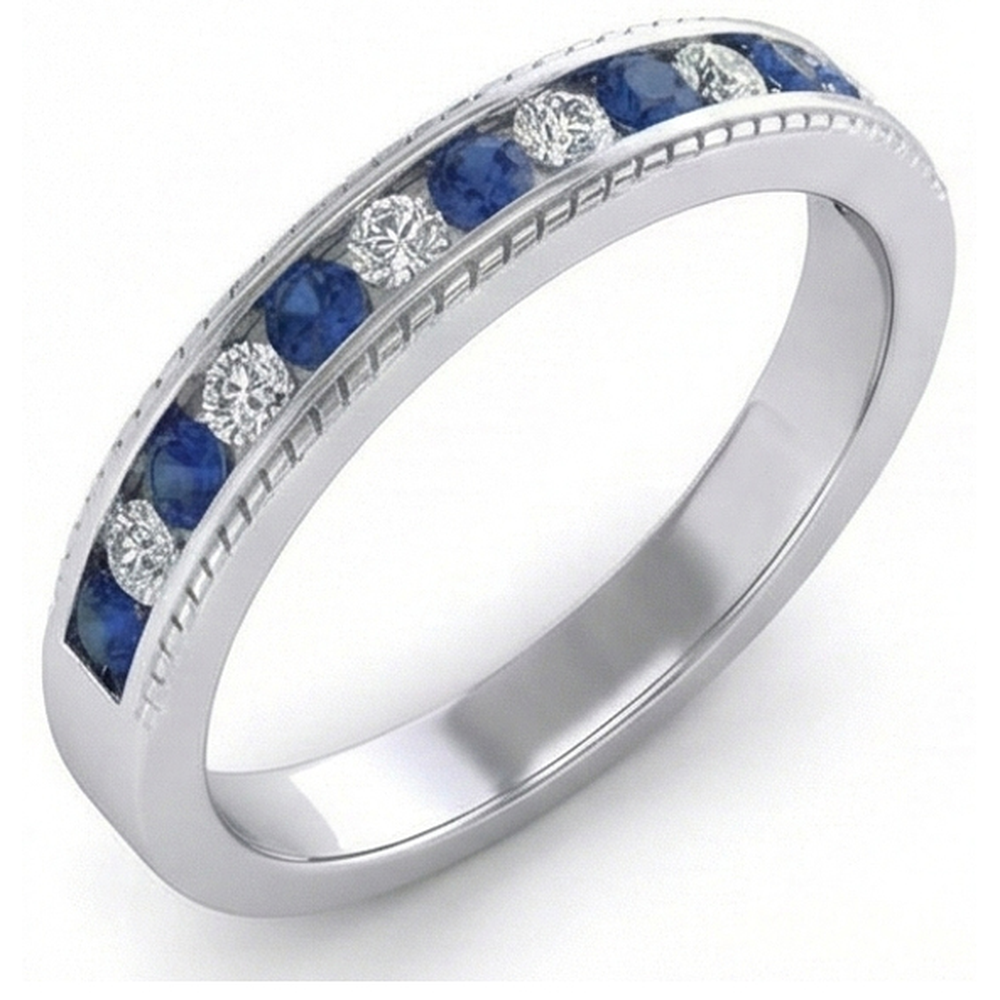 echter round saphir 3.40Karat memoire-ring Vorderansicht