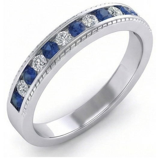 echter round saphir 3.40Karat memoire-ring Vorderansicht