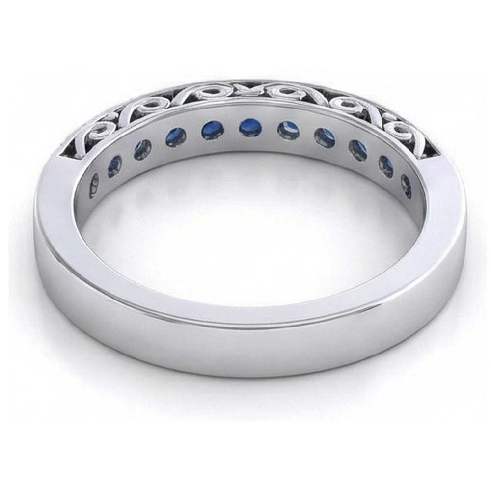 echter round saphir 3.40Karat memoire-ring Profilansicht