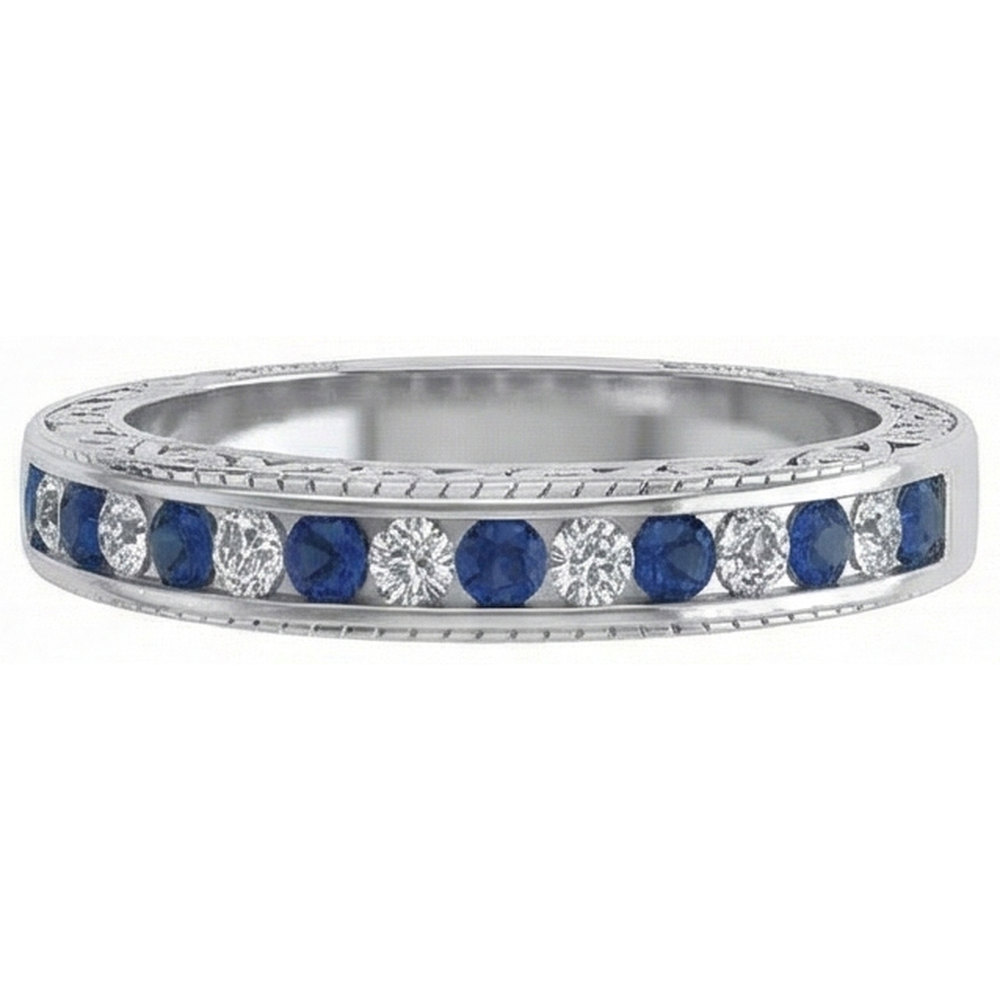 echter round saphir 3.40Karat memoire-ring Detailansicht