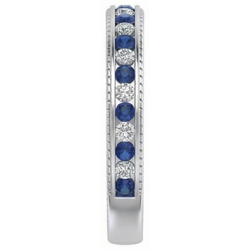 echter round saphir 3.40Karat memoire-ring Draufsicht