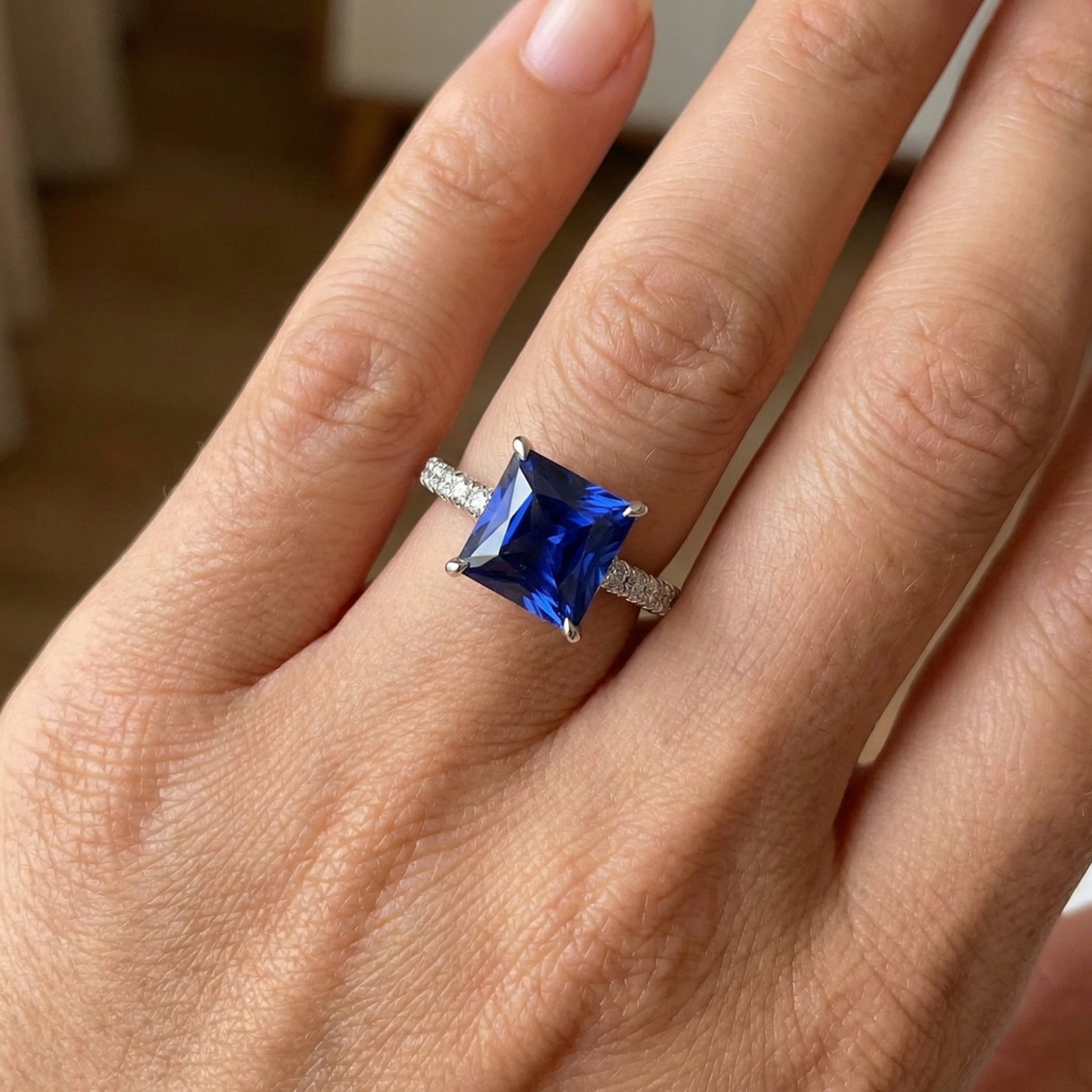 echter princess diamant 5.50Karat ring mit Diamantbesatz