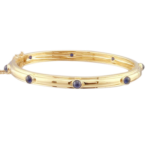 Blauer_Saphir_Cabochon_Armreif_Gelb_Gold_14K_Schmuck