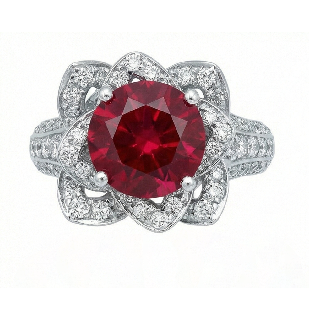 echter round rubin 2.51Karat ring Vorderansicht