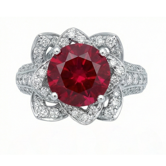 echter round rubin 2.51Karat ring Vorderansicht