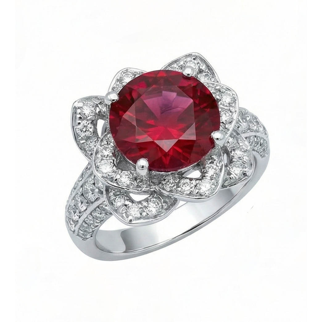 echter round rubin 2.51Karat ring Detailansicht