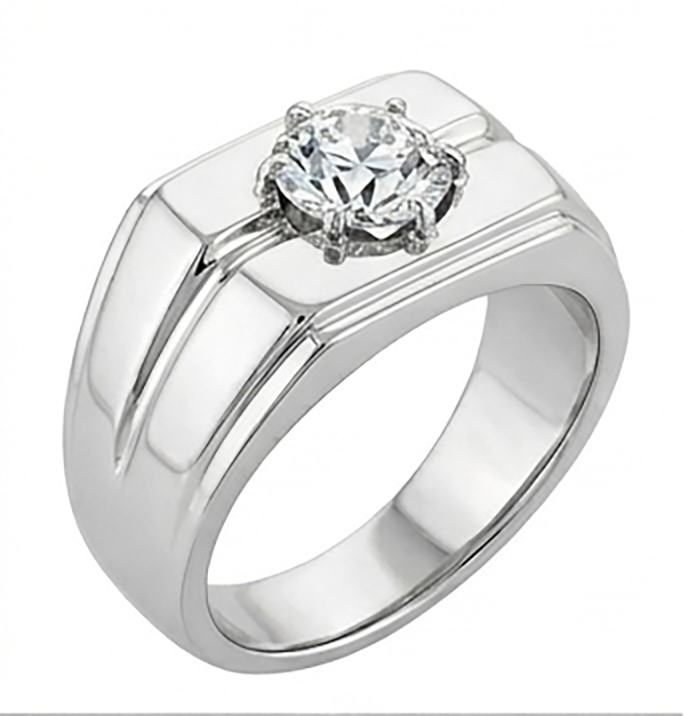 Brillant Antik-Kissen-Schliff Herren-Ring 2 Karat in 10K White