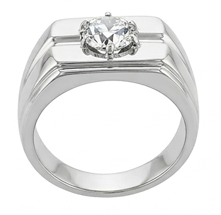 Brillant Antik-Kissen-Schliff Herren-Ring 2 Karat in 10K White