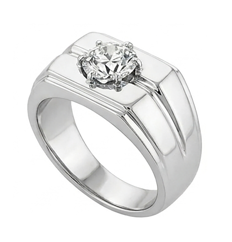 Brillant Antik-Kissen-Schliff Herren-Ring 2 Karat in 10K White