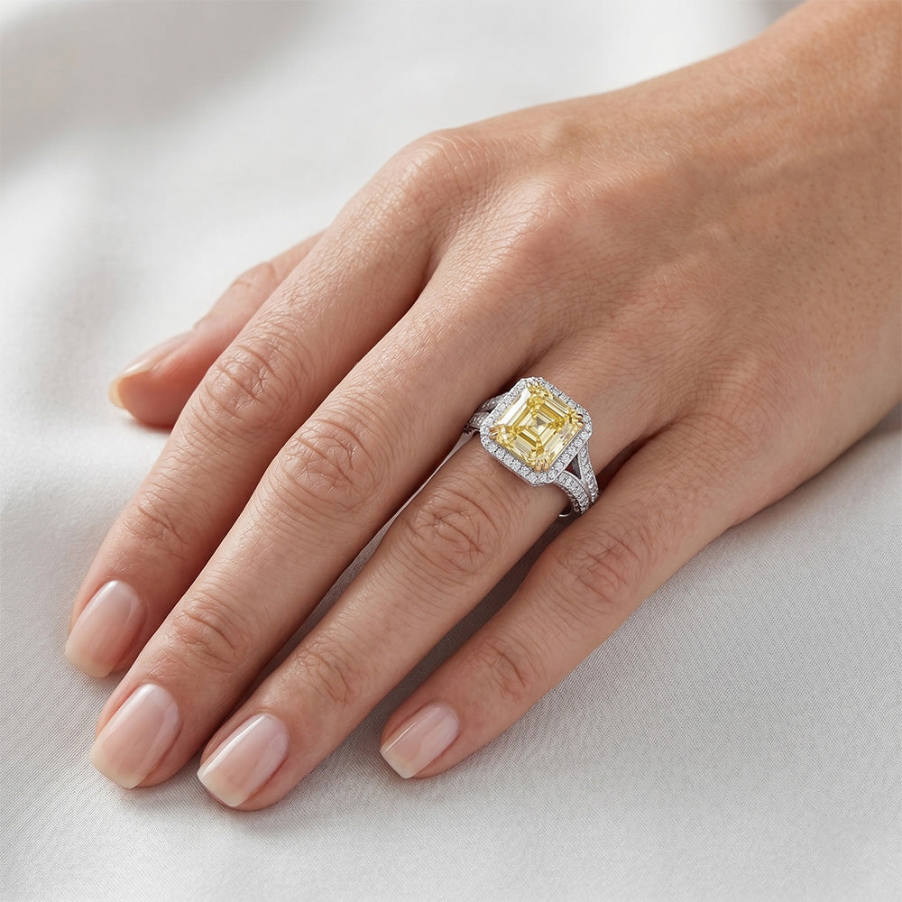 Brillanter Pavé Fancy Gelber Diamant Statement-Ring – 3,50 Karat