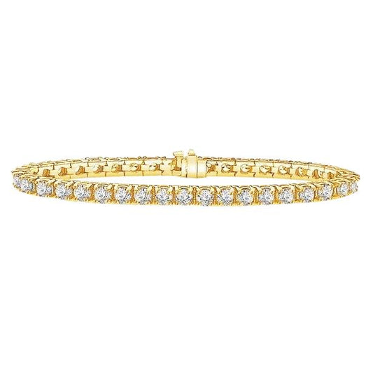 Brillantschliff 5,60 Ct Krappenbesatz Echt Diamanten Tennisarmband Gelbgold