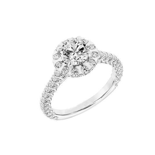 Brilliant Cut 1.90 Carats Natürliche DiamantSolitaire Ring With Accents