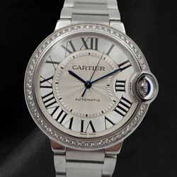 Cartier Ballon Bleu 36mm Silber Fabrikdiamant-Lünette