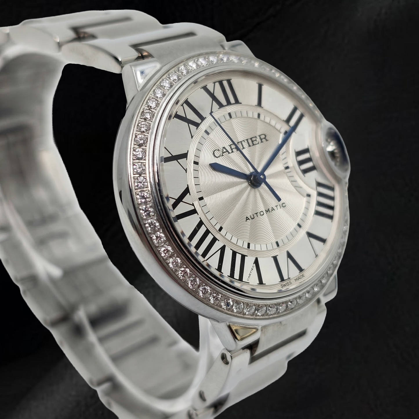Cartier Ballon Bleu 36mm Silber Fabrikdiamant-Lünette