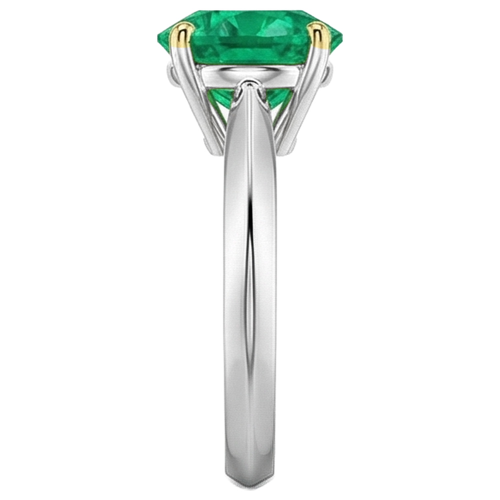 Schmuckstein-Ring Zweifarbiges 14K Gold mit Smaragd – Profilansicht