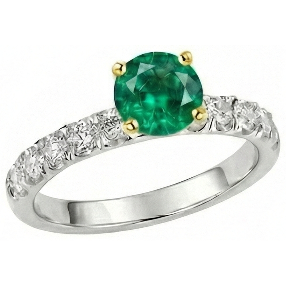 Kolumbianischer Smaragd Edelstein-Ring 2-Karat 14 Karat Zweifarbig Gold – Seitenansicht