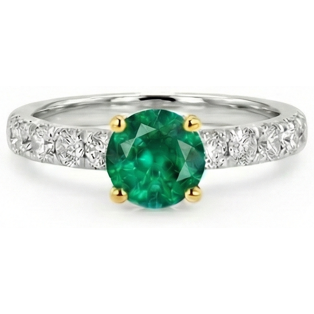 Stilvoller Kolumbianischer Smaragd Edelstein-Ring 2 Karat – Schrägansicht