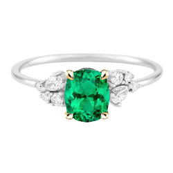 GIA-Zertifiziert Farbstein-Ring – Smaragd 2 Karat 14 Karat
