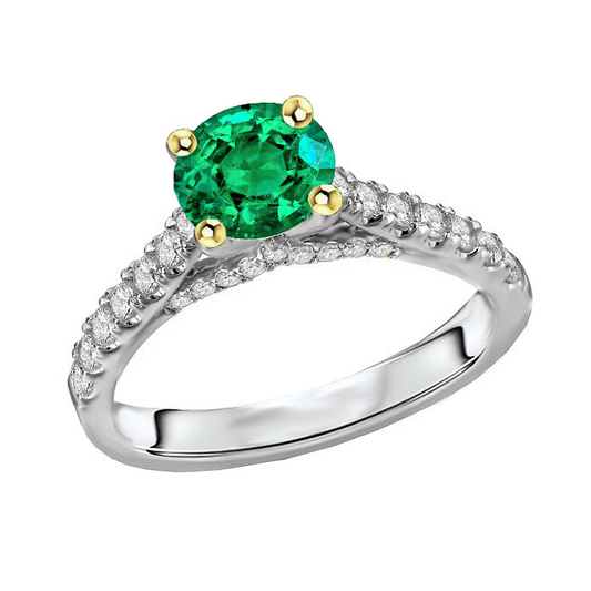 Edelstein-Ring Bicolor 14K Gold mit Kolumbianischer Smaragd – Hauptansicht