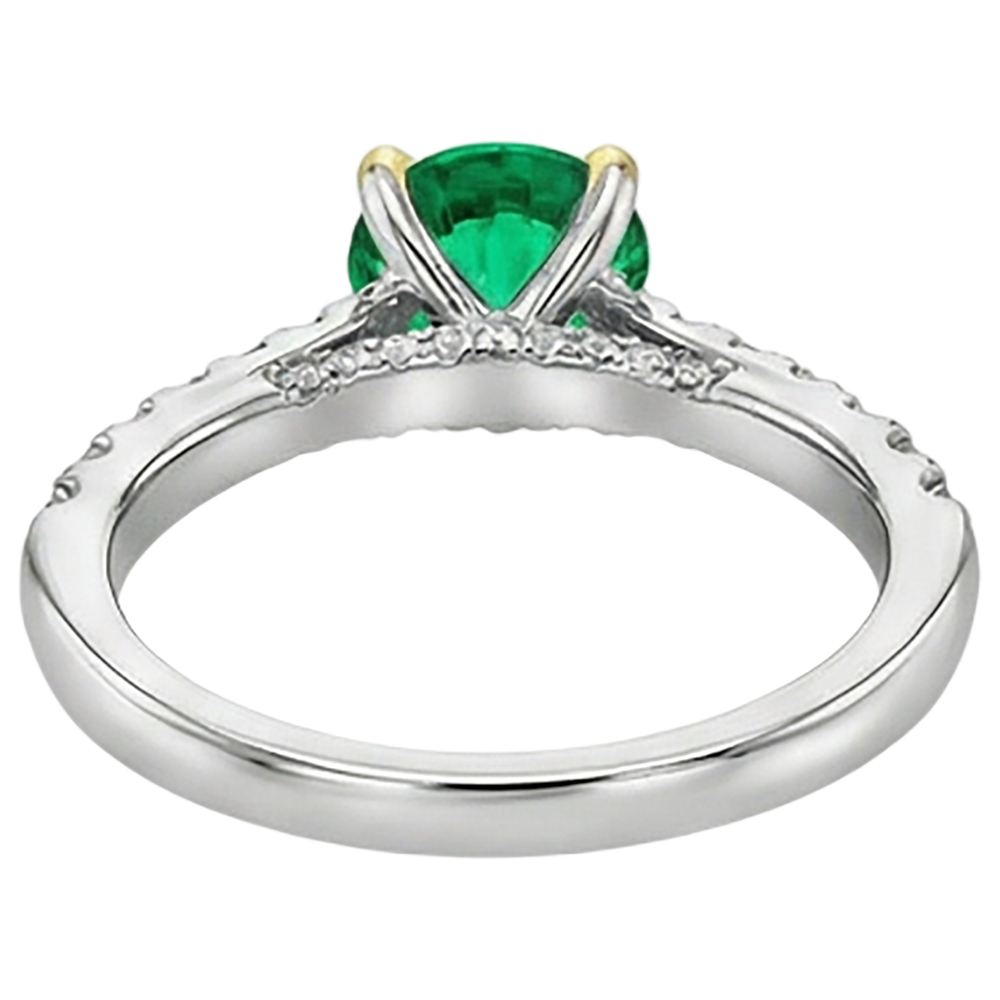 Kolumbianischer Smaragd Edelstein-Ring 2-Karat Bicolor 14K Gold – Draufsicht