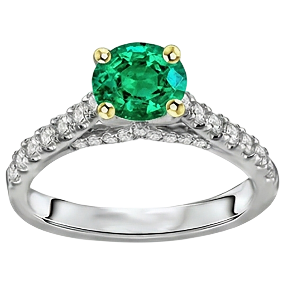 Premium Kolumbianischer Smaragd Edelstein-Ring 2 Karat – Schrägansicht