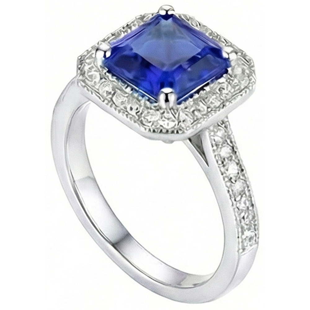 echter asscher diamant 4Karat ring Detailansicht