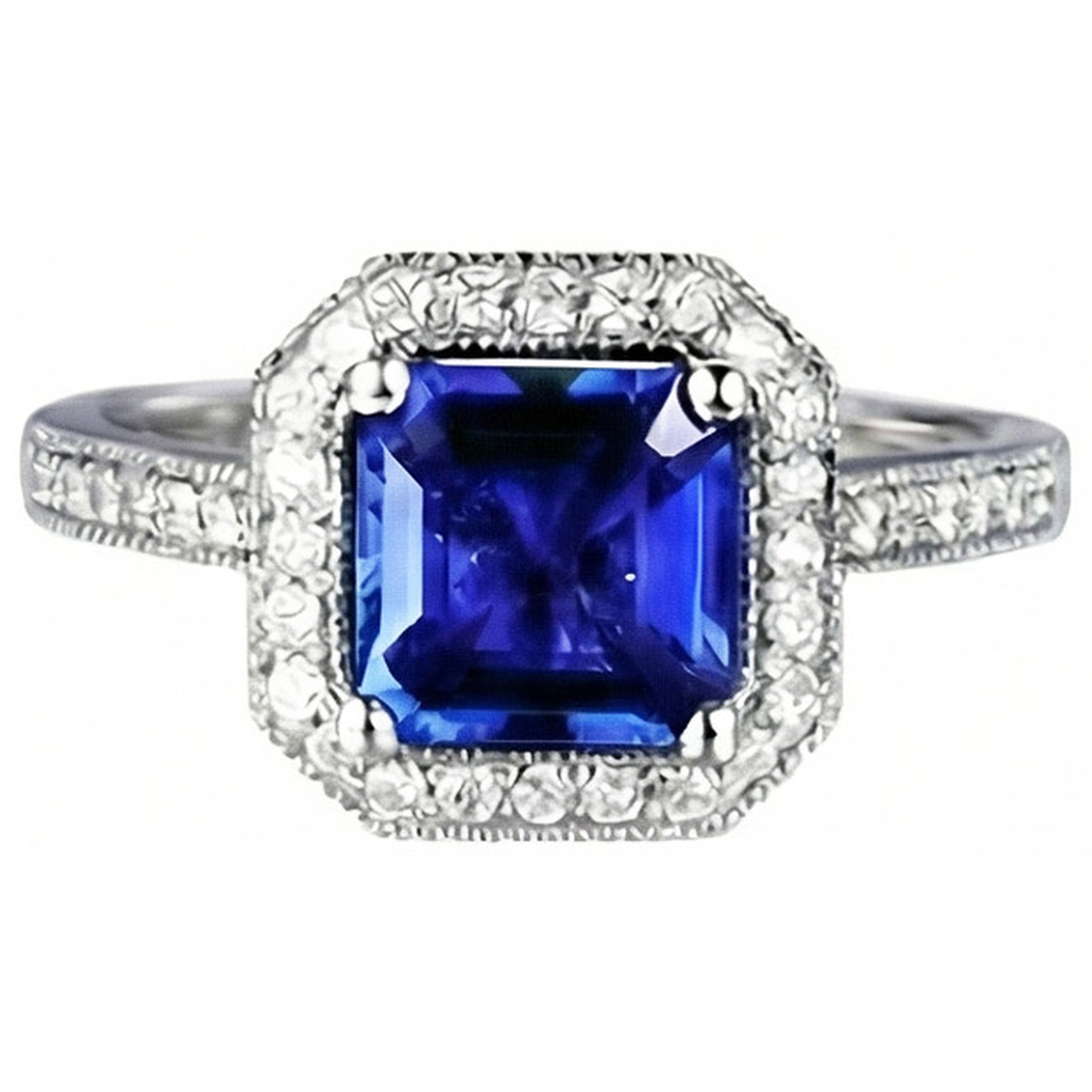 echter asscher diamant 4Karat ring Seitenansicht