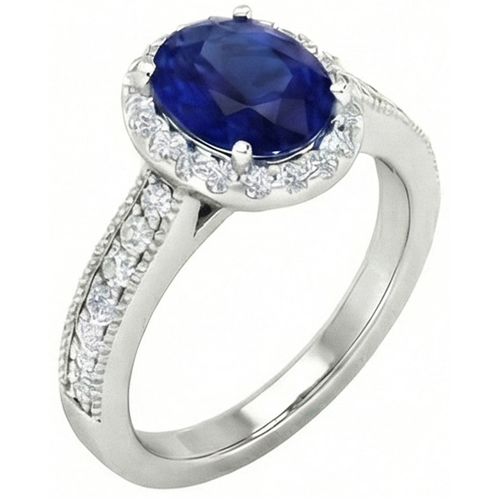 echter oval diamant 4Karat ring Seitenansicht
