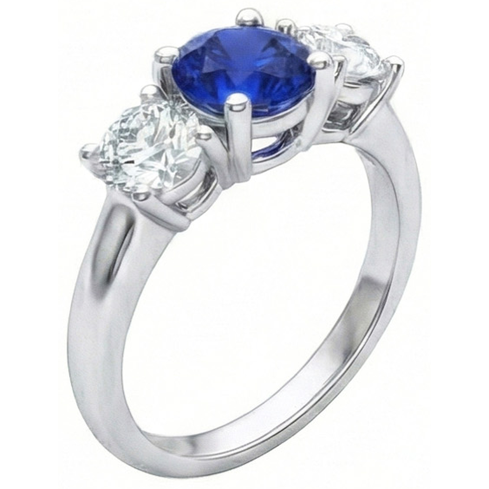 echter round saphir 3.5Karat ring Vorderansicht