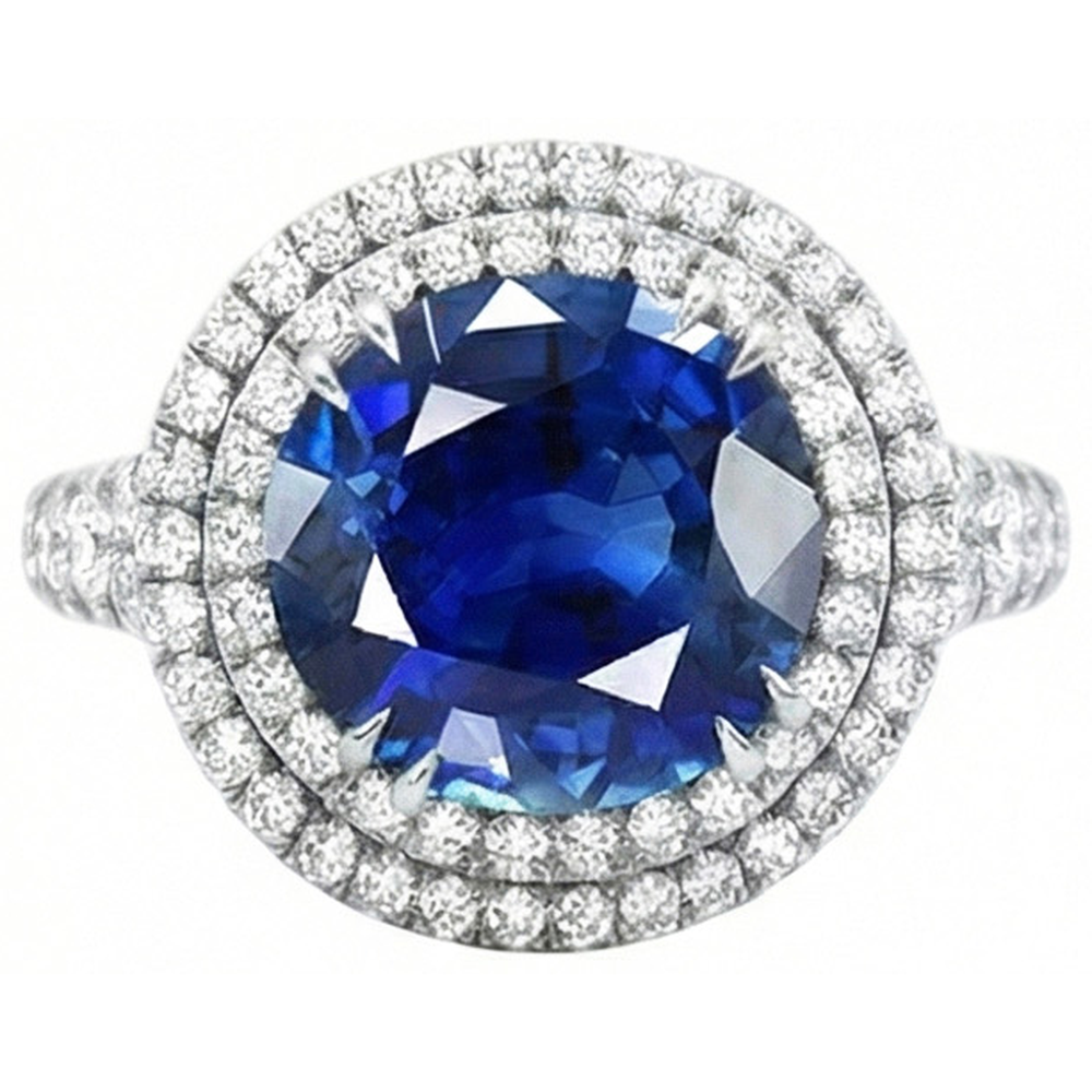echter oval saphir 4.40Karat ring Vorderansicht