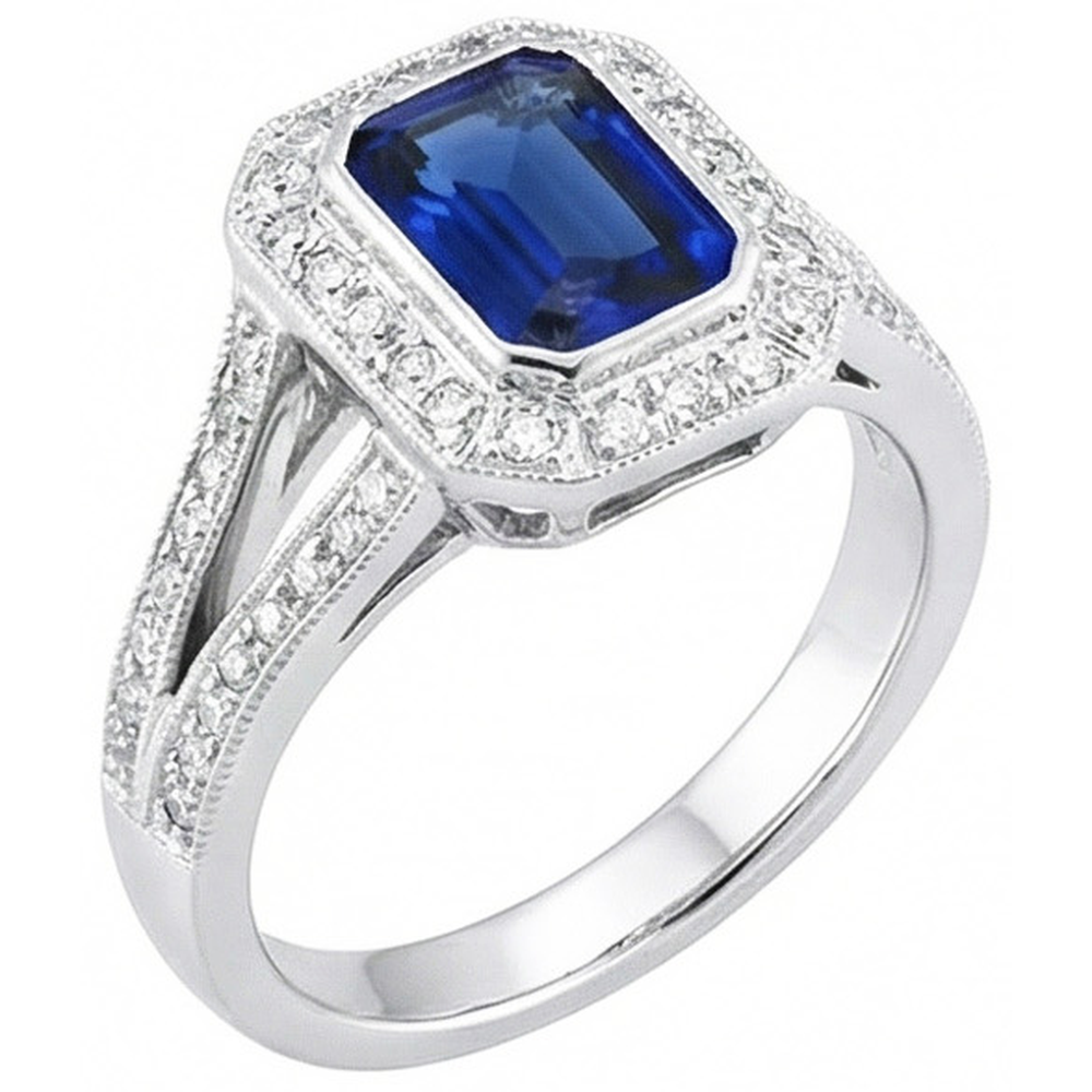 Ceylon Blue Sapphire Natürlicher Diamants ( nicht im Labor gezüchtet ) 5.35 Karat Ring Naturedelstein Neu