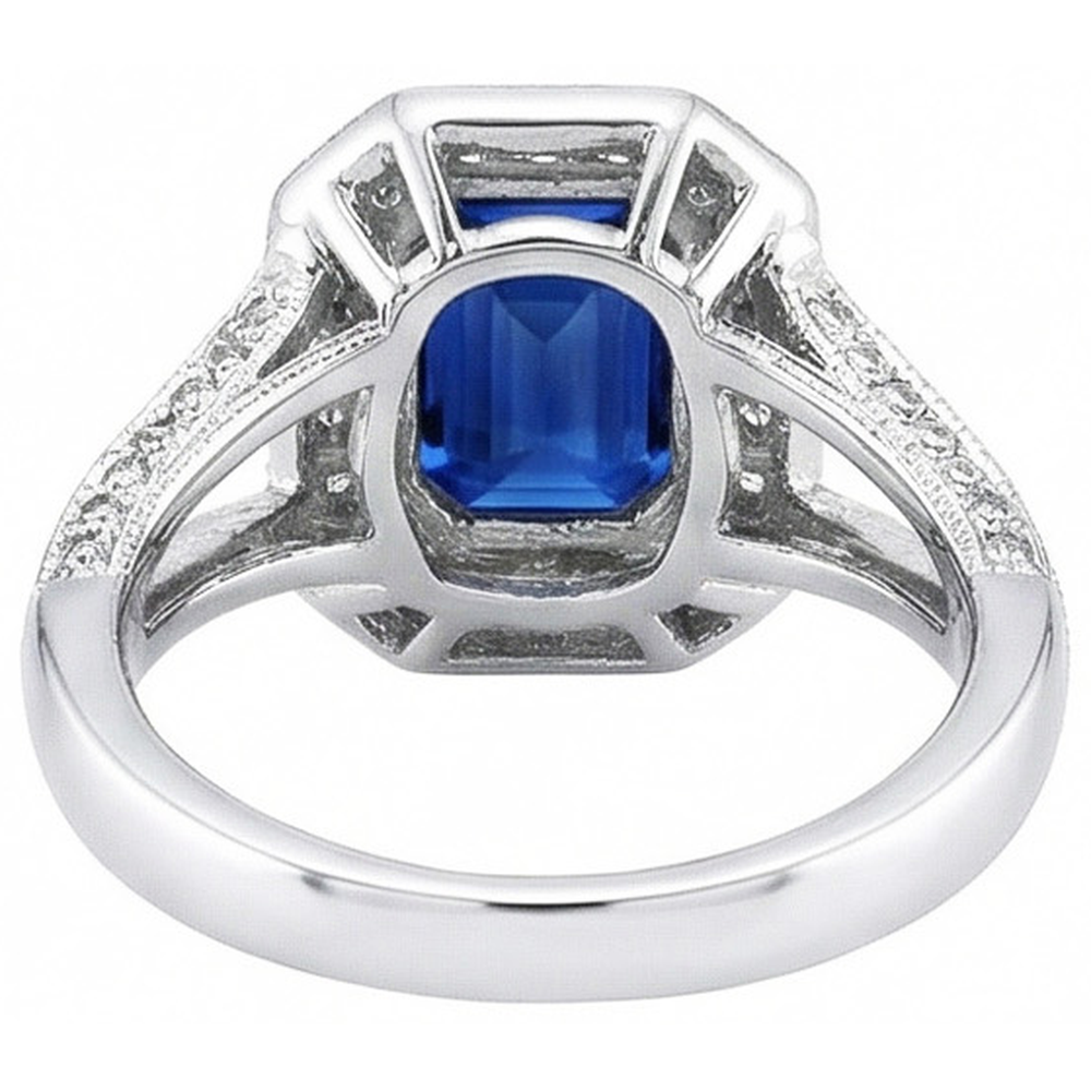 Ceylon Blue Sapphire Natürlicher Diamants ( nicht im Labor gezüchtet ) 5.35 Karat Ring Naturedelstein Neu