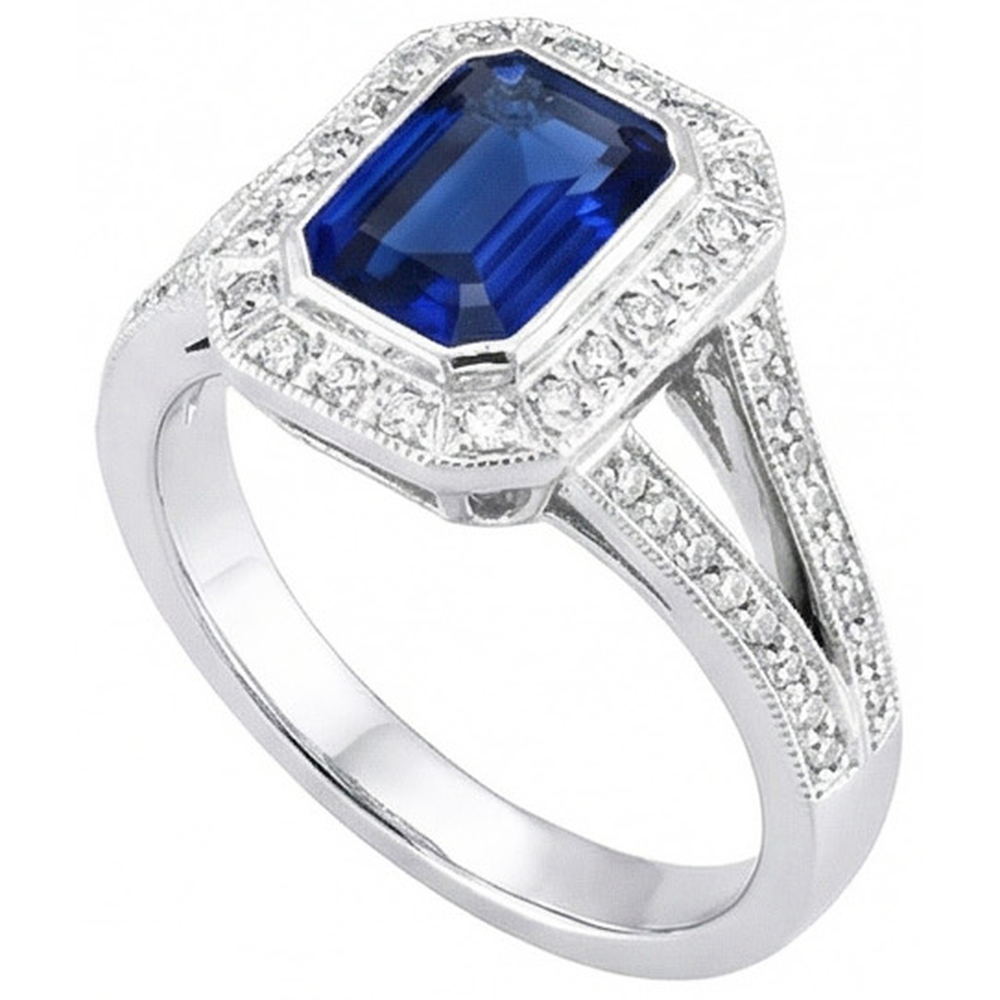 Ceylon Blue Sapphire Natürlicher Diamants ( nicht im Labor gezüchtet ) 5.35 Karat Ring Naturedelstein Neu