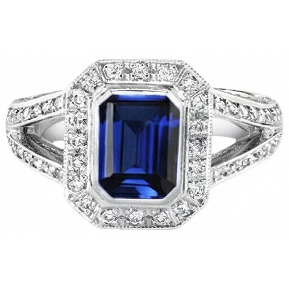 Ceylon Blue Sapphire Natürlicher Diamants ( nicht im Labor gezüchtet ) 5.35 Karat Ring Naturedelstein Neu