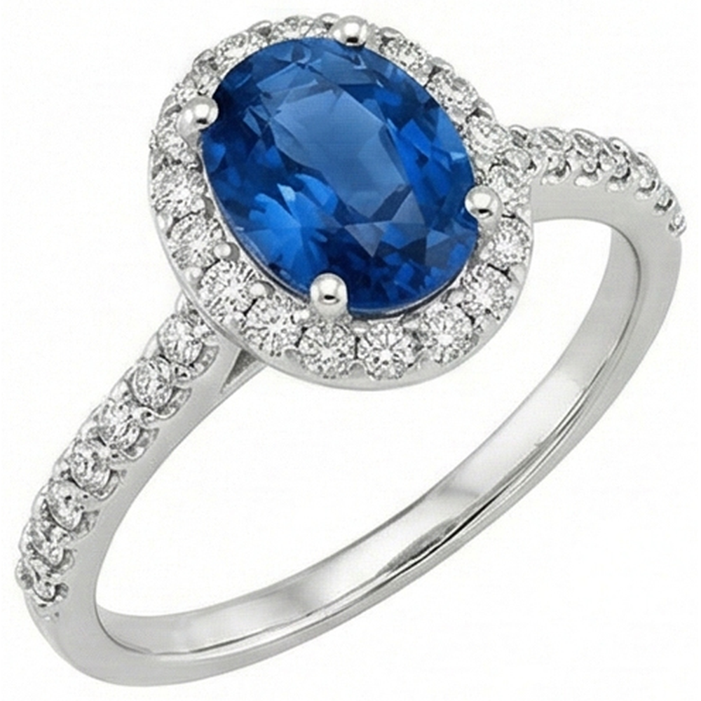 echter oval saphir 2.15Karat ring Seitenansicht