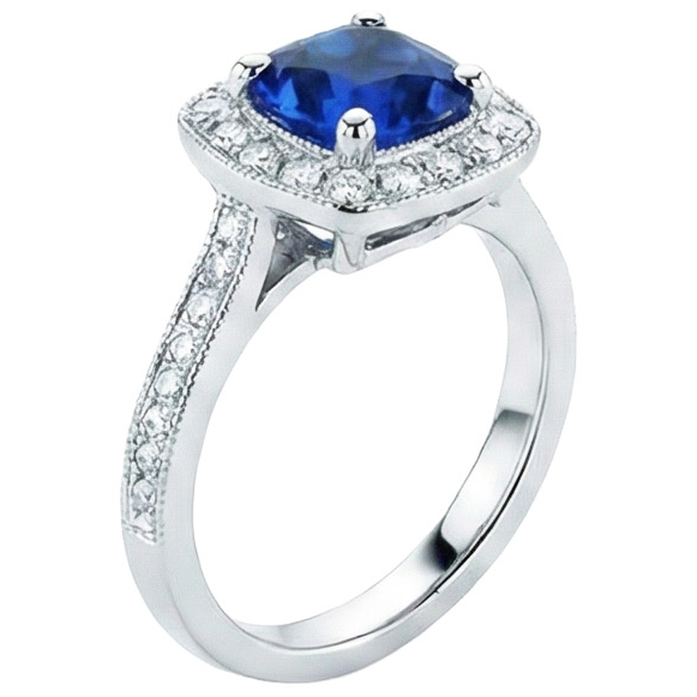 echter round saphir 4Karat ring Detailansicht