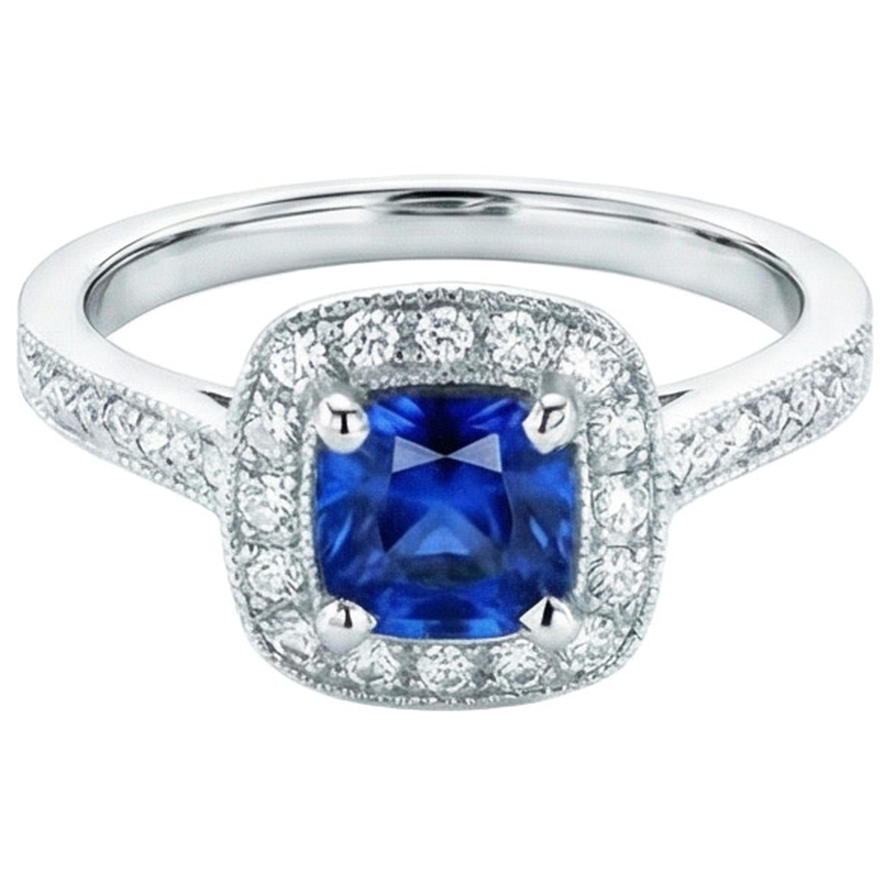 echter round saphir 4Karat ring Vorderansicht