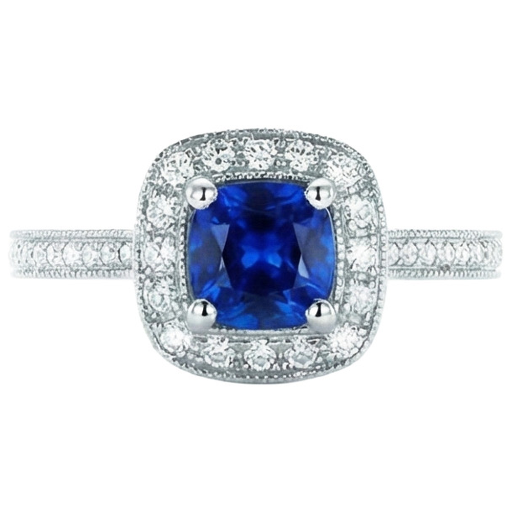 echter round saphir 4Karat ring Seitenansicht