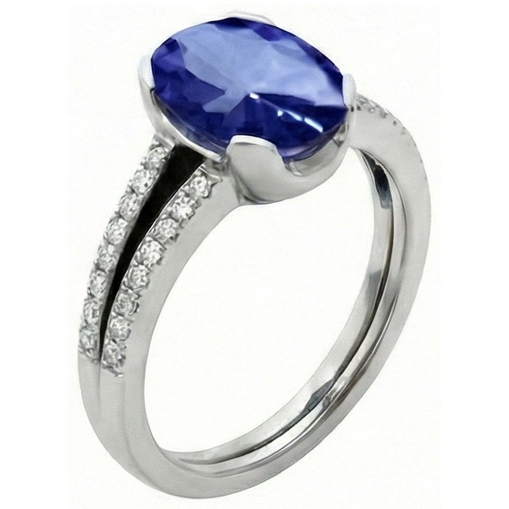 echter oval saphir 3.75Karat ring Seitenansicht